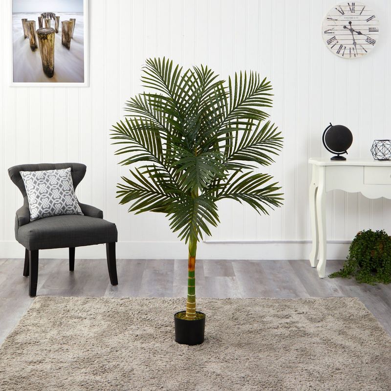 Nearly Natural 5-ft Single Stalk Golden Cane Artificial Palm Tree, 4 of 5
