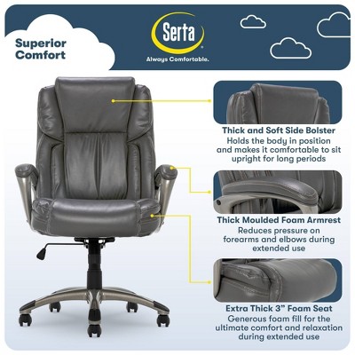Gray Leather High Back Executive Swivel Office Chair