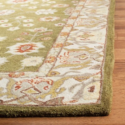 Moss & Ivory Hand-Spun Wool Non-Slip Area Rug, 4' x 6'