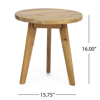 Gino Natural Finish Round Acacia Wood Side Table