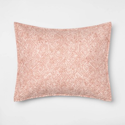 Standard Family Friendly Medallion Pillow Sham Pink - Threshold™