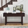 Sofa Table with Storage Drawers, Mid Century Farmhouse Fluted Console Table with Solid Pine Wood Legs for Living Room, Hallway, and TV in Espresso - 2 of 4