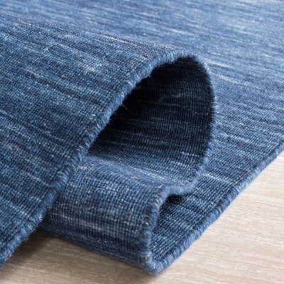 Handmade Navy Blue Wool Square Rug, 6'