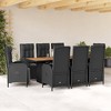 vidaXL Patio Dining Set with Cushions Outdoor Garden Furniture Poly Rattan - Black 9 Piece - 2 of 4