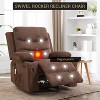 360 Swivel Rocker Chair Small Rocking Recliner, Upholstered Fabric Glider Nursery Chair with Side Pockets with Cup Holder, Massage and Heat Recliner - 2 of 4