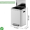 2 x 15L/2 x 18L/2 x 20L Trash Can Stainless Steel Dual Compartment Step-on Recycling Bin w/Soft-Close Lids & Removable Plastic Inner Buckets - 2 of 4