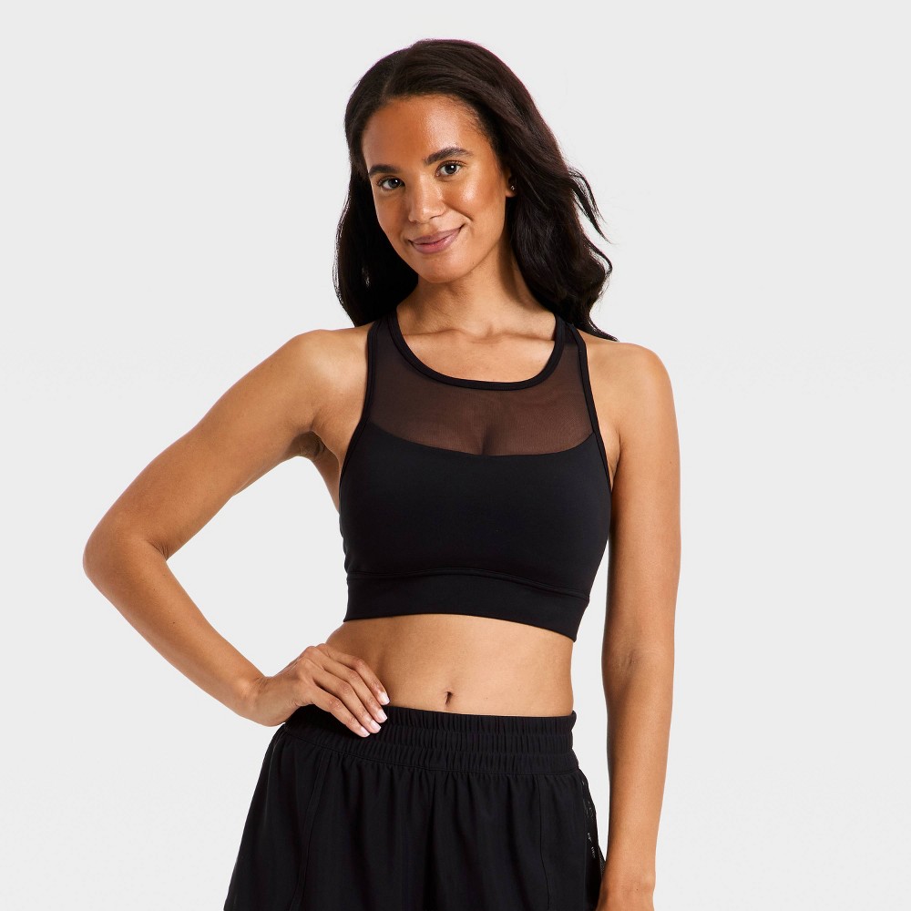 Women's Super Flex Medium Support Racerback Sports Bra - All In Motion™ Black XL