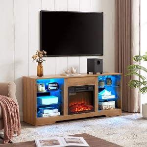Wooakway 3D Fireplace Accent TV Stand with LED Lights Modern Television Table Center for TVs up to 32-62" - 1 of 4