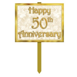 Beistle 12" x 15" 50th Anniversary Yard Sign; Gold 3/Pack 55904 - 1 of 1