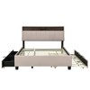 Okak Queen Platform Bed Frame with Upholstered & Trundle Storage Headboard Bed with 2 Drawers Sockets USB Ports Easy Assembly, Beige - 3 of 4