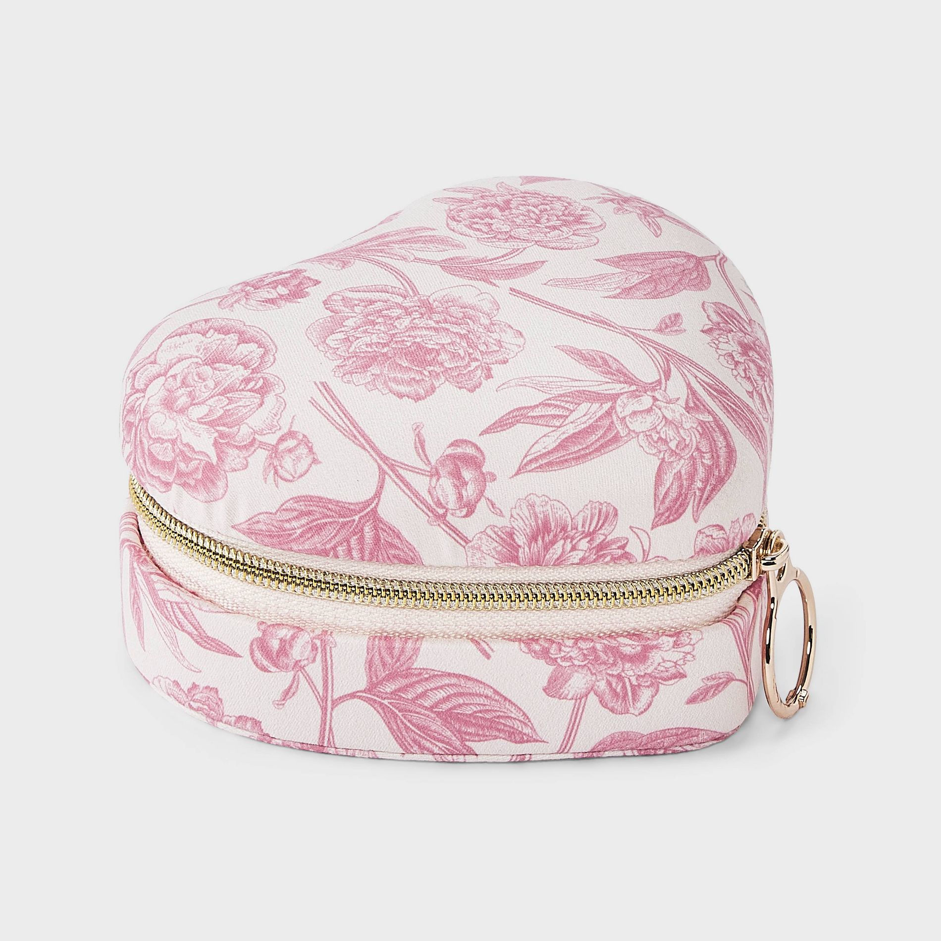 Floral Print Molded Heart Travel Jewelry Case - A New Day™ Pink