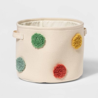 Tufted Canvas Storage Bin - Cloud Island™ Polka Dot M