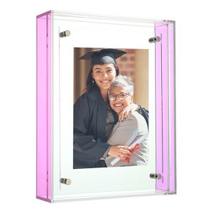 Unique Bargains Acrylic Wall Tabletop Display Floating Single Image Frame - 1 of 4