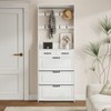 Homy Casa Entryway Hall Tree with Shoe Storage, Drawers & Hooks, for Foyer or Mudroom, White - 2 of 4