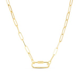 14k Gold Classic Carabiner Paperclip Chain Necklace - 1 of 2