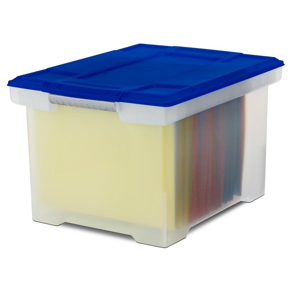 UPC 685442615083 product image for Storex File Tote - Clear/Blue | upcitemdb.com