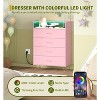 Smart 4-Drawer Wood Dresser with LED Lights & Charging Station | App-Controlled Storage Cabinet with USB/AC Outlets for Bedroom, Living Room - 4 of 4