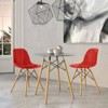 LeisureMod Dover 3-Piece Dining Set with Round Clear Glass Top Bistro Table and 2 Plastic Chairs - 2 of 4