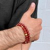 Crucible Men's Red Agate Stone and Gold Plated Steel Bead Adjustable Bracelet (8mm) - 4 of 4