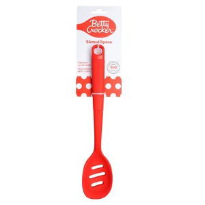 Betty Crocker Silicone 13 Inch Slotted Spoon, Red - 1 of 4