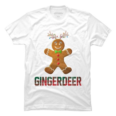 Men's Design By Humans Gingerbread Reindeer Matching Family Group Christmas Pajama By Forever9 T-Shirt