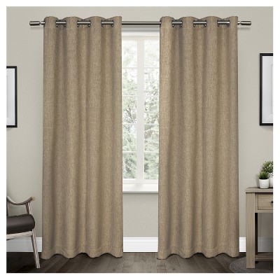 Set of 2 84"x52" Vesta Heavy Textured Linen Woven Room Darkening Grommet Top Window Curtain Panel Natural - Exclusive Home