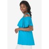 Jessica London Women's Plus Size Stretch Knit Cold Shoulder Ruffle Tunic - 4 of 4