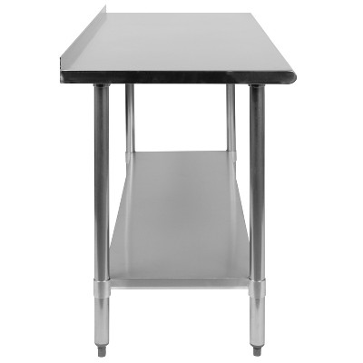 60" Stainless Steel 18 Gauge Commercial Work Table with Shelf & Backsplash