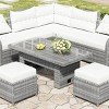 Outdoor 5 Pcs Furniture Set, Seating Set with Extendable Side Tables, Rattan Sofa Set with Metal Frame and PE Cushions-Coolbibila - 2 of 4