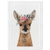 13" x 19" Floral Deer Animals Framed Wall Art Gray/Brown - Olivia's Easel: Modern Botanical Baby Artwork, White Frame - 3 of 4
