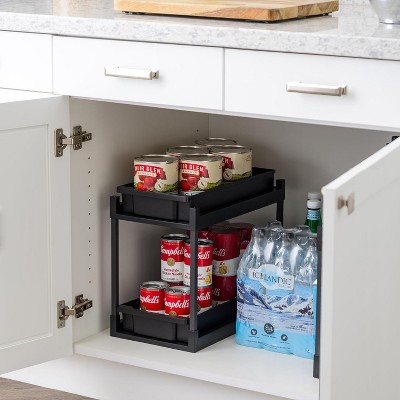 Black 2-Tier Under Sink Organizer with Sliding Drawers