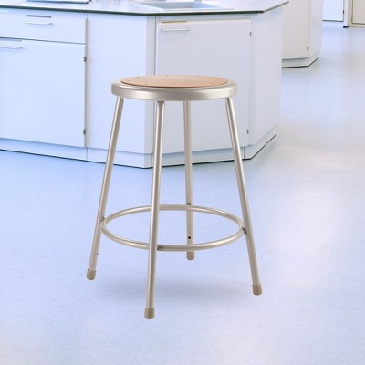 Durable 24" Gray Steel Industrial Stool for Workshops and Labs