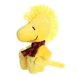 Aurora Small Winter Plaid Woodstock Peanuts Festive Stuffed Animal Yellow 6" - 1 of 4