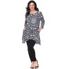 Women's Plus Size 3/4 Sleeve Printed Maji Tunic with Pockets - White Mark - 2 of 3