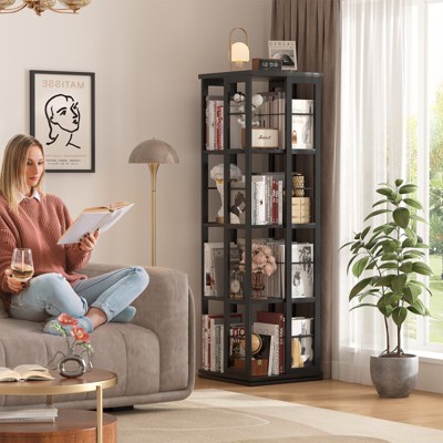 Aheaplus Rotating Bookshelf, 4-tier Corner Bookshelf