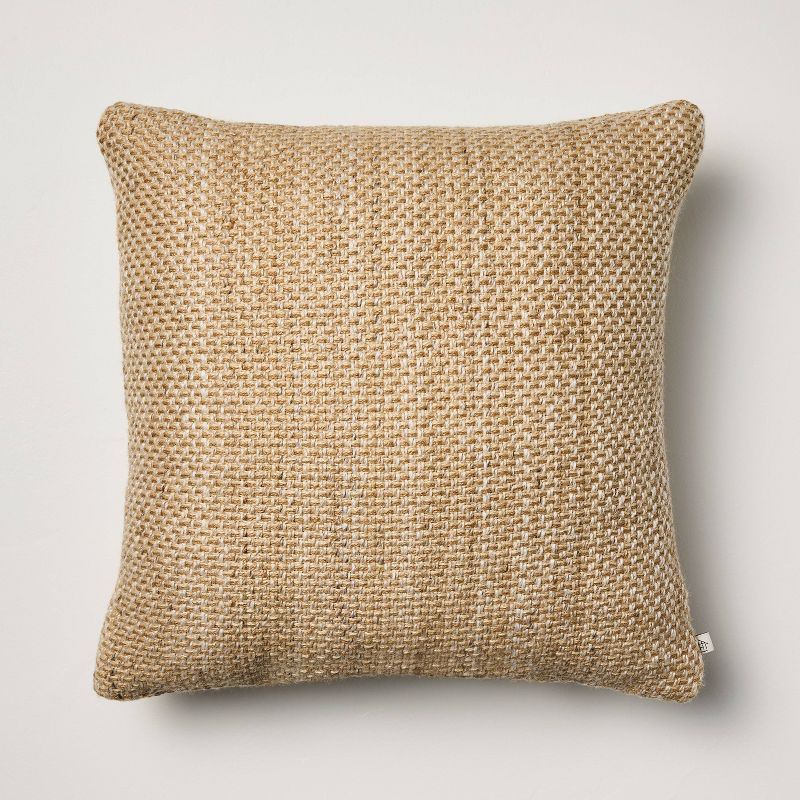 18&#34;x18&#34; Neutral Woven Indoor/Outdoor Square Throw Pillow Beige/Natural - Hearth &#38; Hand&#8482; with Magnolia, 1 of 6