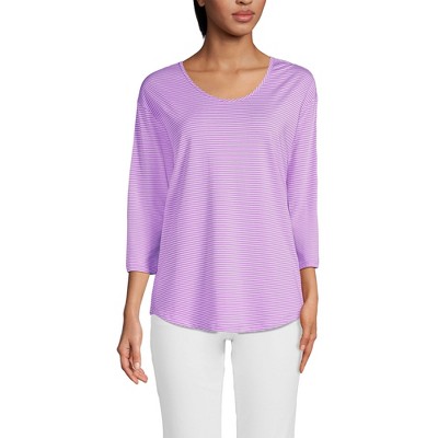 Lands' End Women's 3/4 Sleeve Lightweight Jersey U-Neck Tunic