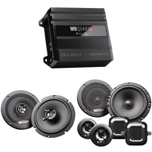 MB Quart FA2-400.4 FORMULA 400 Watt 4-Channel Amplifier with Discus DS2-216 6.5 Inch Component Speakers and DK2-116s 6.5 Inch Shallow Coax Speakers - 1 of 4