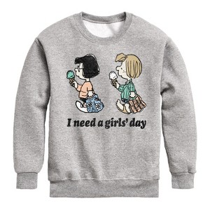 Boys' - Peanuts - I Need A Girls Day Graphic Long Sleeve Fleece Sweatshirt - 1 of 4