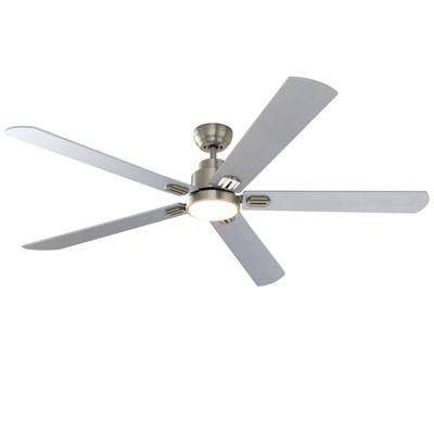 Warmiplanet 62"Ceiling Fans with Lights and Remote Control, DC Motor,Brushed Nickel , 5 Blades