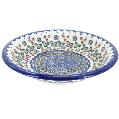 Blue Rose Polish Pottery Strawberry Garden Soup Plate