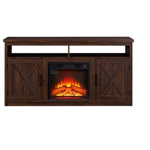 NicBex 57.87 Inch Fireplace TV Stand for TVs Up to 65 Inch Farmhouse Entertainment Center with 2 Doors & Storage 18 Inch Fireplace Insert - 1 of 4