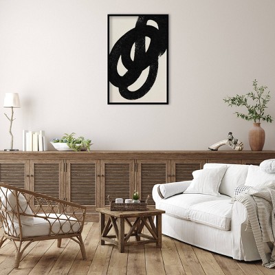 Follow The Path Black and Tan Abstract Canvas Print