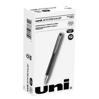uni-ball uni Jetstream RT Retractable Ballpoint Pen Medium Point 1.0mm Black Ink Dozen (73832)