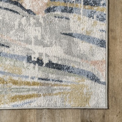 Abstract Multicolor Machine Washable Indoor Area Rug