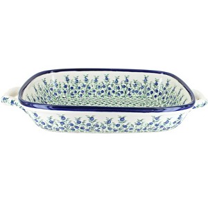 Blue Rose Polish Pottery 1345 Zaklady Large Baker with Handles - 1 of 1