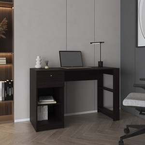 Vynxaria Computer Desk, 1 Drawer, 2 Shelves, Black - 1 of 4