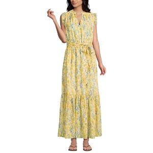 Lands' End Women's Chiffon Maxi Dress with Ruffle Detail - 1 of 4