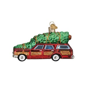 Old World Christmas Glass Blown Ornament for Christmas Tree, Station Wagon With Tree - 1 of 4