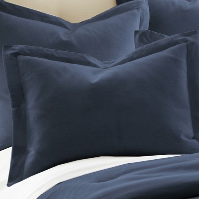 Navy Queen Washed Linen Duvet Cover Set